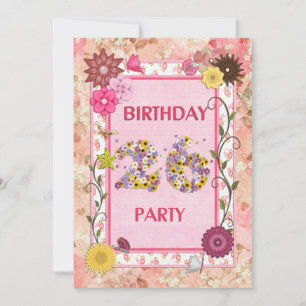 26e anniversaire invitation fête avec cadre fleuri