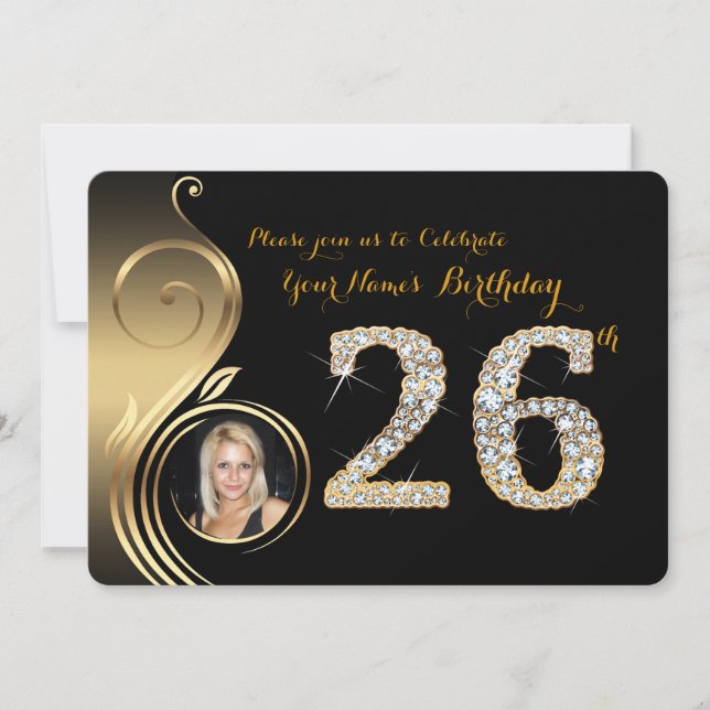 26ème, invitation d'anniversaire, diamant de (Devant)