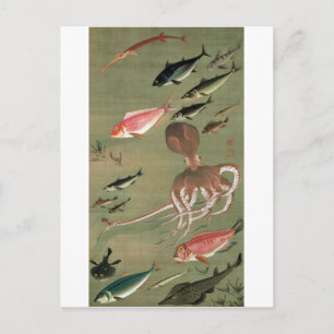27. 諸 図, 若 冲 verschiedenen Fischen, Jakuchū, Japan Postkarte