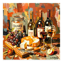 27.03" x 27.03" Olives Wine Cheese Fotodruck