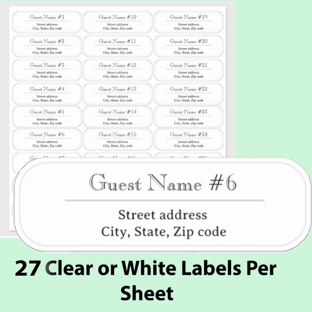 27 Custom Clear or White Wedding Guest Address  Aufkleber (Von Creator hochgeladen)