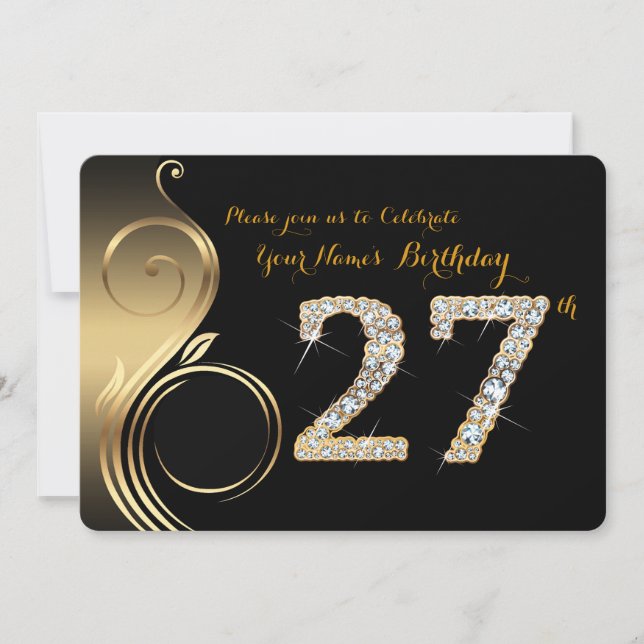 27.,Einladung zum Geburtstag,Nummer Diamond,Foto Einladung (Vorderseite)
