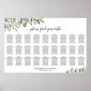27 Eukalyptus-Blätter Hochzeitsdiagramm Poster