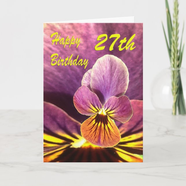 27. Geburtstag Blume Pansy Karte (Vorderseite)