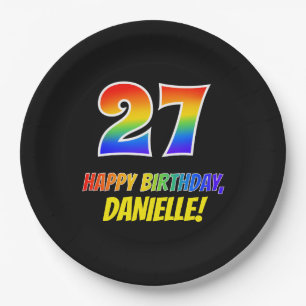 27. Geburtstag: Bold, Fun, Simple, Rainbow 27 Pappteller