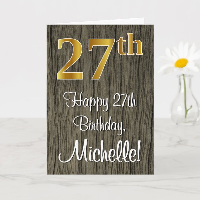 27. Geburtstag: Elegante Imitate Gold Look #, Imit Karte (Kleine Pflanze)