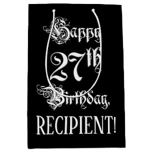 27. Geburtstag: Extravagant, elegant, Script + Ind Mittlere Geschenktüte