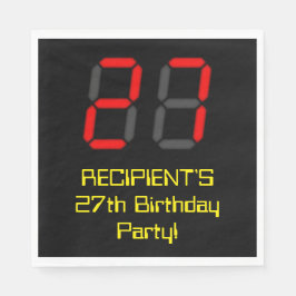 27. Geburtstag: Red Digital Clock Style "27" + Nam Serviette