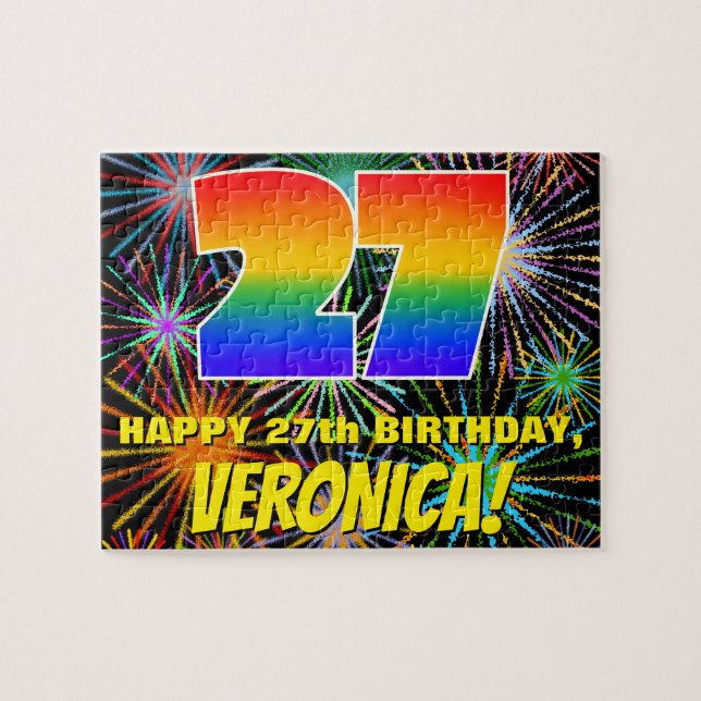 27. Geburtstag: Spaß, bunte feierliche Feuerwerke (Horizontal)