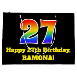 27. Geburtstag ~ Spaß, farbenfroh, lebhaft, Regenb Große Geschenktüte