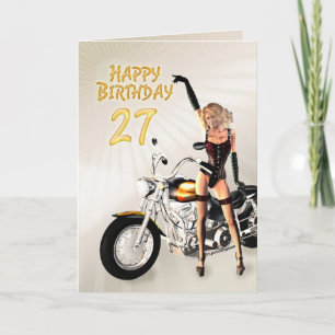 27. Geburtstagskarte mit einem Motorrad Karte
