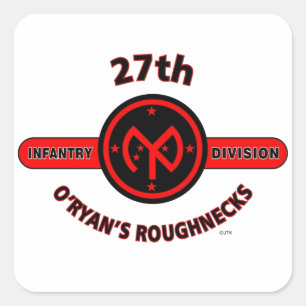 27. INFANTRIEDIVISION "O'RYANS ROUGHNECKS" QUADRATISCHER AUFKLEBER