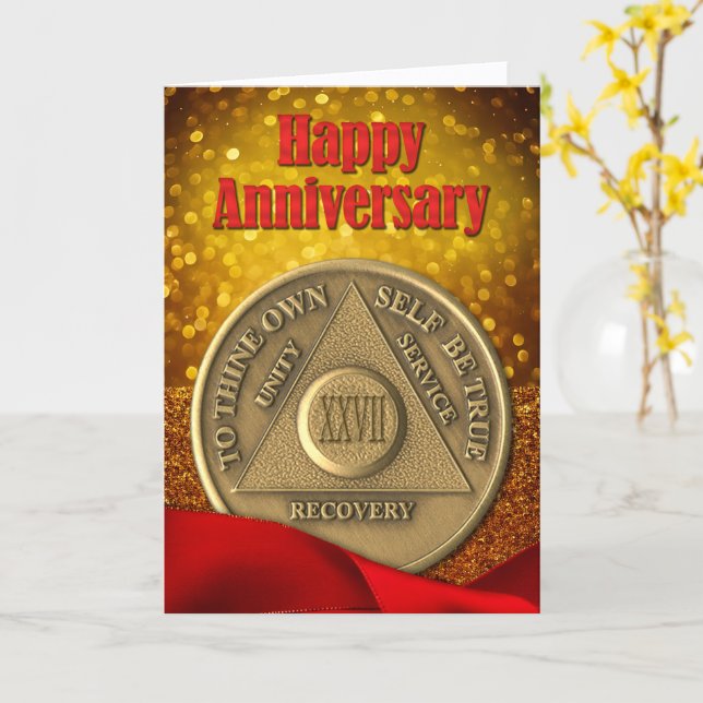27 Jahre OM Coin Glitzer Happy Jubiläum Karte (Gelbe Blume)
