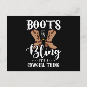 27,Stiefel und Bling es ein Cowgirl Sache Einladungspostkarte