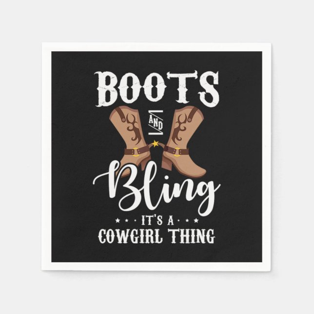 27,Stiefel und Bling es ein Cowgirl Sache Serviette (Vorderseite)