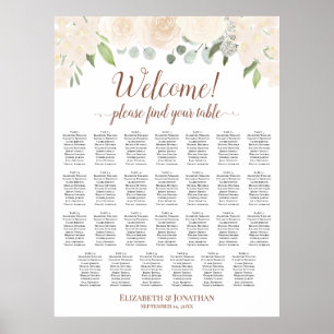 27 Tisch Champagner Pfirsich Boho Rosen Sitzordnun Poster
