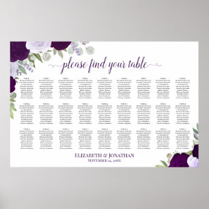 27 Tische Lila Rosen Chic Hochzeit Sitzordnung Poster