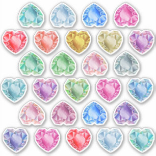 27 Wasserfarbenherz Edelstein Farbenfrohe Scrapboo Aufkleber