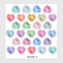27 Wasserfarbenherz Edelstein Farbenfrohe Scrapboo Aufkleber