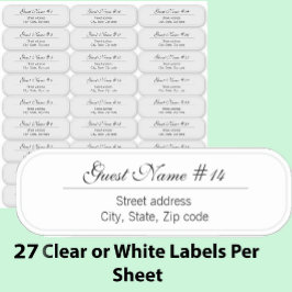27 Wedding Guest Custom Clear or White Address  Aufkleber