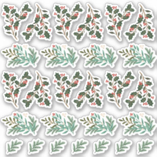 27 x klassische botanische Weihnachtsaufkleber Aufkleber