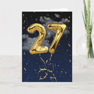27e Anniversaire Gold Mylar Balloon et carte Confe