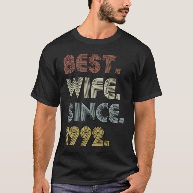 27th Wedding Anniversary  Best Wife Since 1992 T-Shirt (Vorderseite)