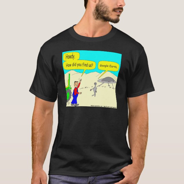 280 Google Earth Cartoon in der Farbe T-Shirt (Vorderseite)