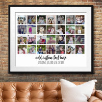 28 Foto Collage Grid - 2 Textfelder - Schwarz-weiß