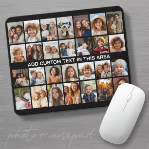 28-Foto-Collage-Raster - 1 Textfeld Schwarz Mousepad