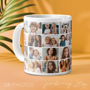 28-Foto-Collage-Raster - Modern, Minimal Weiß Jumbo-Tasse