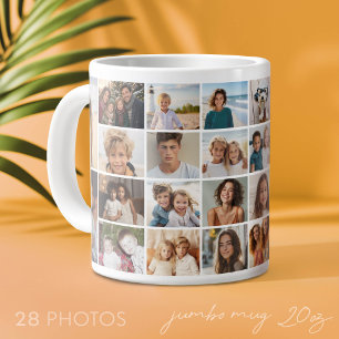 28-Foto-Collage-Raster - Modern, Minimal Weiß Jumbo-Tasse
