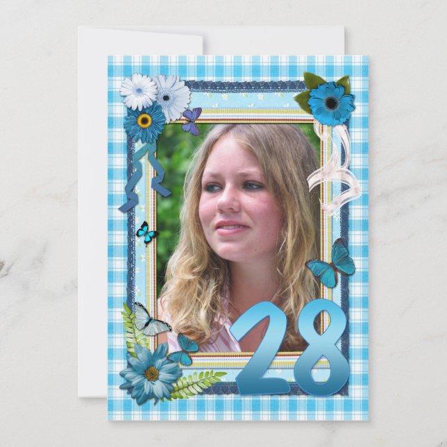 28. Foto Geburtstagsfeier Einladung (Vorderseite)