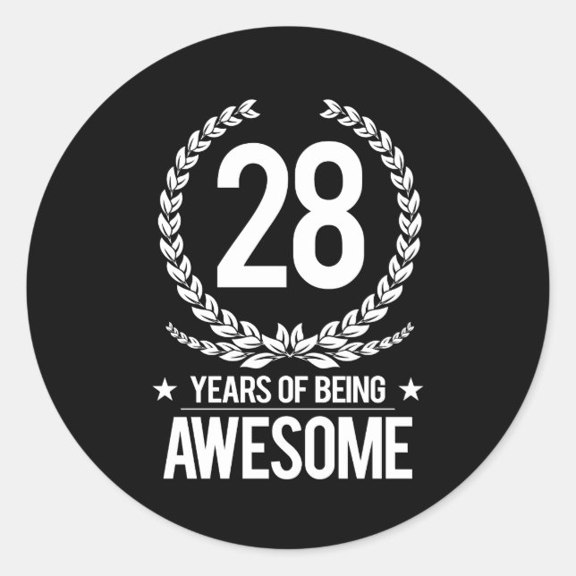 28. Geburtstag (28 Jahre Phantastisch) Runder Aufkleber (Vorderseite)