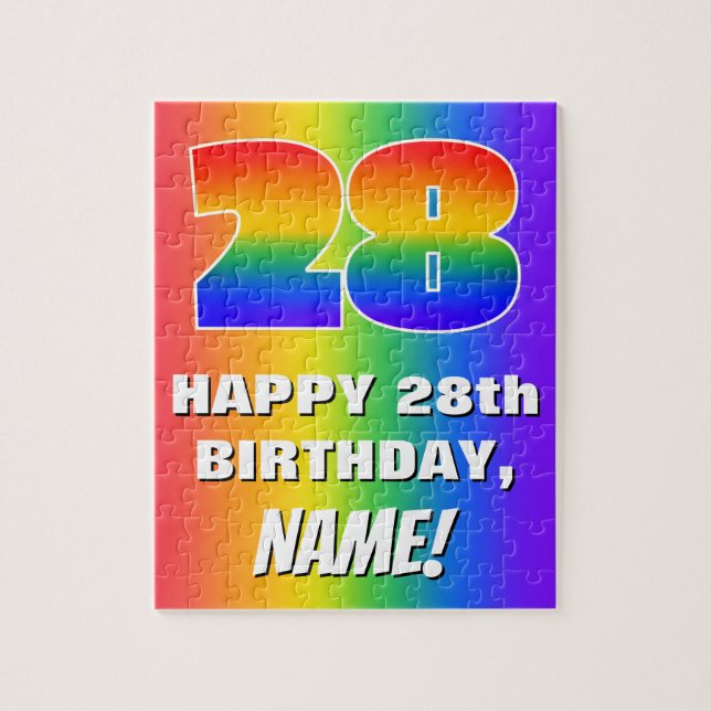 28. Geburtstag: Farbenfroh, Fun Rainbow Pattern #  (Vertikal)