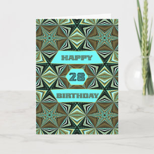28. Geburtstag mit grünem abstraktem Design Karte