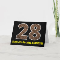 28. Geburtstag: Name + Imitate Holzkörnchen Muster