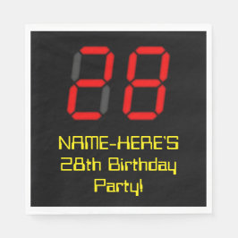 28. Geburtstag: Red Digital Clock Style "28" + Nam Serviette