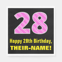 28. Geburtstag: Rosa Streifen und Herzen "28" + Na Serviette