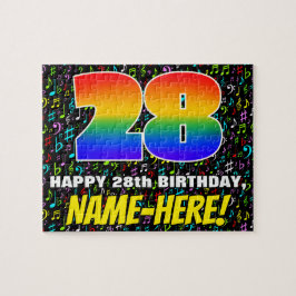 28. Geburtstag — Spaß, farbenfrohe Musiksymbole &