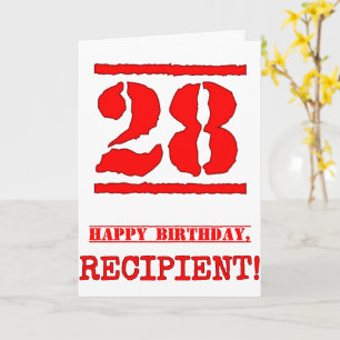 28. Geburtstag: Spaß, Red Rubber Briefmarke Inspir Karte