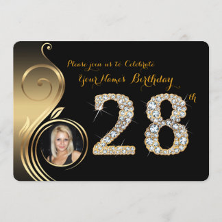 28., Geburtstagseinladung, Number Diamond, Foto 2 Einladung