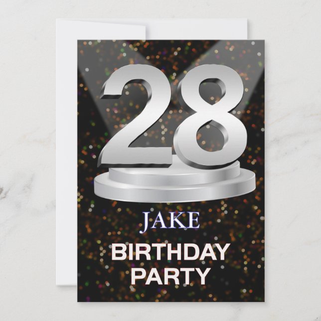 28. Geburtstagsparty Einladung einen Namen hinzufü (Vorderseite)