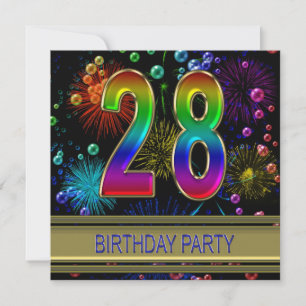 28. Geburtstagsparty Einladung mit Blasen