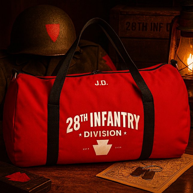 28. Infanterie-Division Tribute Personalisiert Rot Duffle Bag (28th Infantry Division (Bloody-Bucket) Tribute Black Duffle Red Bag)
