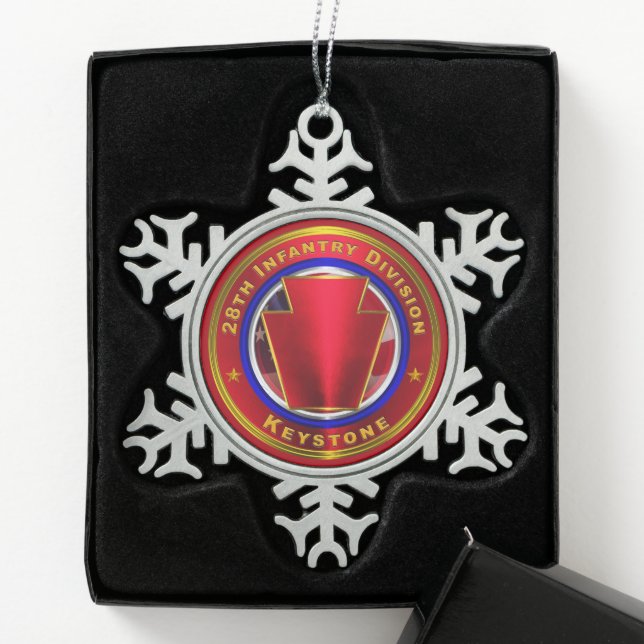 28. Infanterieabteilung Schneeflocken Zinn-Ornament (Box)