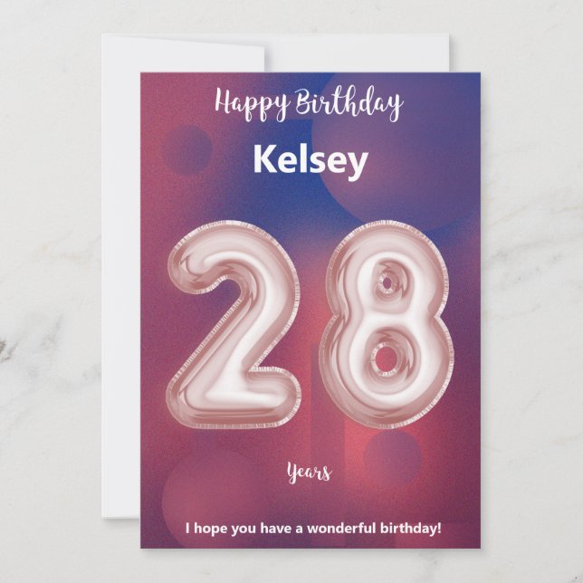 28 Jahre alte Happy Birthday Card (Vorderseite)