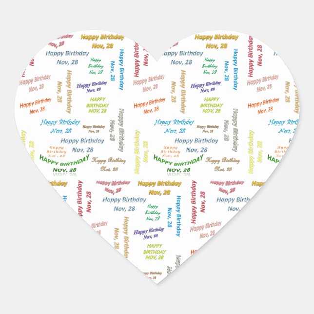 28. November Herz-Aufkleber (Vorderseite)