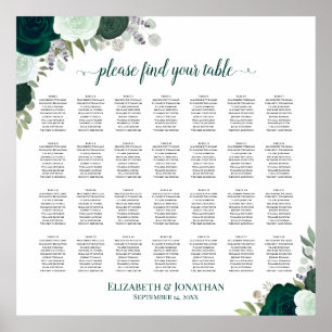 28 Tabelle Emerald Boho Blumenübersicht Poster