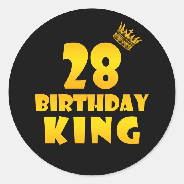 28 th birthday Gift for 28 years old Birthday King Runder Aufkleber (Vorderseite)